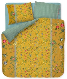 Blomstret sengetøj 140x220 cm - Petites Fleurs - Gul og grønt sengetøj - 2 i 1 design - 100% bomuld - Pip Studio